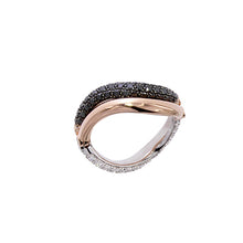 Load image into Gallery viewer, Pink and White Golden ring set with Black and White Diamonds