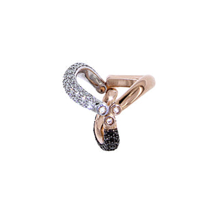 Pink and White Golden ring set with Black and White Diamonds