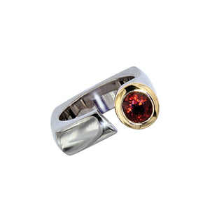 White and Yellow Golden Ring with Garnet - SOLD