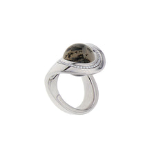 Load image into Gallery viewer, White Golden OCEAN WAVE Ring set with Diamonds - Select your Favourite Gem