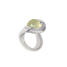 Load image into Gallery viewer, White Golden OCEAN WAVE Ring set with Diamonds - Select your Favourite Gem