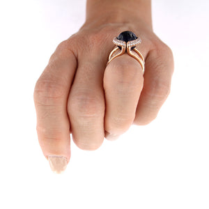 Pink Golden CHALICE VINE Ring set with Diamonds - Select your Favourite Gem
