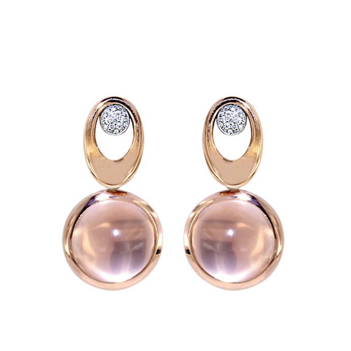 Pink and White Golden Diamond Earrings - Select your Favourite Pendants