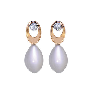 Pink and White Golden Diamond Earrings - Select your Favourite Pendants