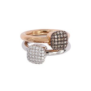White, Pink and Yellow Golden Rings set with 56 Diamonds each, also available separately