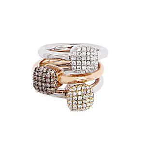 White, Pink and Yellow Golden Rings set with 56 Diamonds each, also available separately