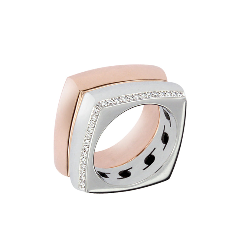 White & Pink Golden Rings set with 0.35 Carats of Diamonds
