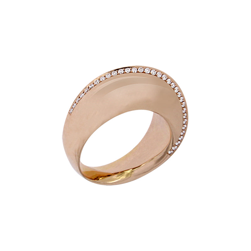 Pink Golden Ring set with 0.19 Carats of Diamonds