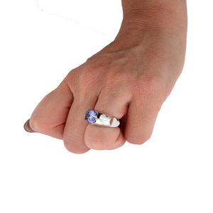 White Golden Ring set with 3.76 Carat Blue Spinel and Diamond
