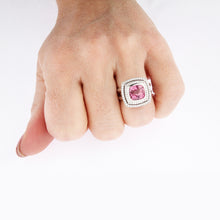 Load image into Gallery viewer, White Golden Ring set with 5.08 Carat Cushion Cut Pink Spinel and Diamonds