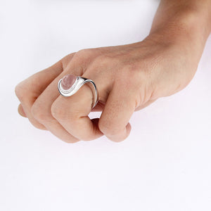 White Golden OCEAN WAVE Ring set with Diamonds - Select your Favourite Gem