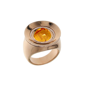 Pink Golden SUN RISE Ring set with Diamonds - Select your Favourite Gem