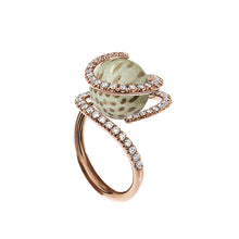 Load image into Gallery viewer, Pink Golden ROSE DEW Ring set with Diamonds - Select your Favourite Gem