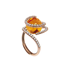 Load image into Gallery viewer, Pink Golden ROSE DEW Ring set with Diamonds - Select your Favourite Gem