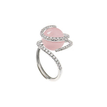 Load image into Gallery viewer, White Golden ROSE DEW Ring set with Diamonds - Select your Favourite Gem