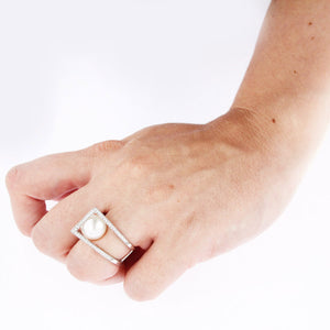 White Golden RAIN DROP Ring set with Diamonds - Select your Favourite Gem