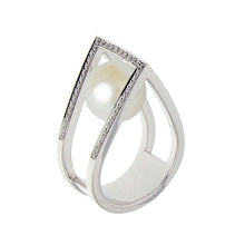 Load image into Gallery viewer, White Golden RAIN DROP Ring set with Diamonds - Select your Favourite Gem