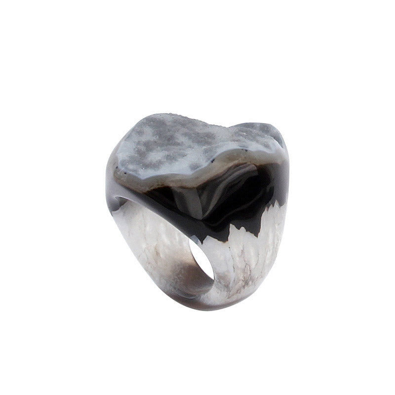 Completely Stone Crystallized Agate Ring