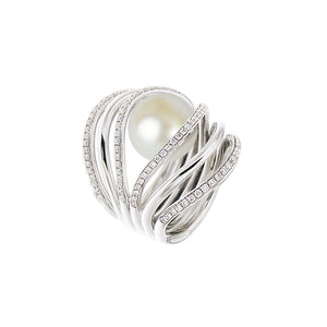 White Golden GRAND WATERFALL Ring - Select your Favourite Gem