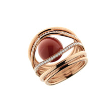 Load image into Gallery viewer, Pink Golden GRAND WATERFALL Ring set with Diamonds - Select your Favourite Gem