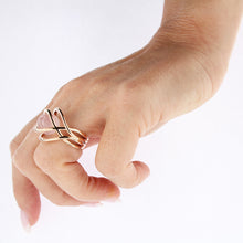 Load image into Gallery viewer, Pink Golden TWIN TWINE Ring - Select your Favourite Gem