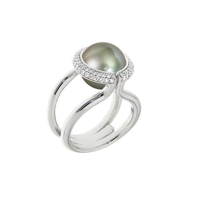 White Golden CHALICE VINE Ring set with Diamonds - Select your Favourite Gem