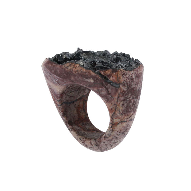 Completely Stone Hematite Ring