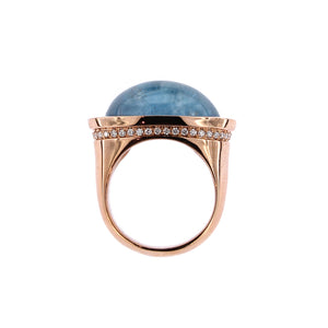 Pink Golden Ring set with Aquamarine and Diamonds