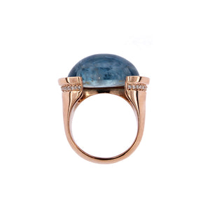 Pink Golden Ring set with Aquamarine and Diamonds