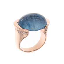 Load image into Gallery viewer, Pink Golden Ring set with Aquamarine and Diamonds