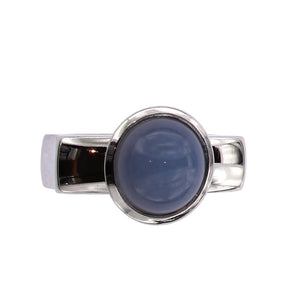 White Golden Ring set with Chalcedony