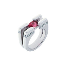 Load image into Gallery viewer, 18 Karat White Golden Ring 1.51 Carat Salmon Spinel and Diamonds 