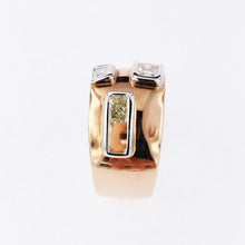 Load image into Gallery viewer, Pink and White Golden Ring 1 Carat Radiant Cut Yellow and White Diamonds